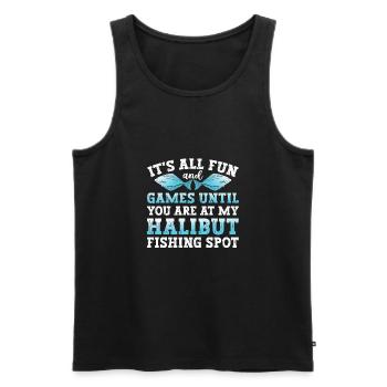 Halibut Fishing Accessories Angler Fishing - Men's Premium Organic Tank Top - black - Front - AI Model Male 178 light (178cm)