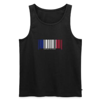 Code barre france - Débardeur bio Premium Homme - noir - Devant - Michal (187cm)