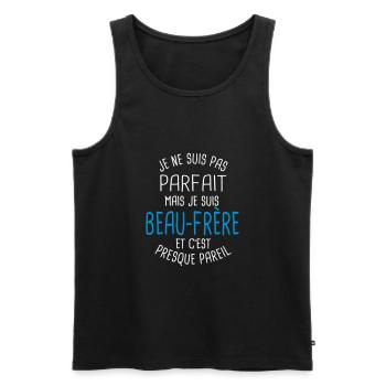 Pas parfait mais beau frère - Débardeur bio Premium Homme - noir - Devant - AI Model Male 178 light (178cm)