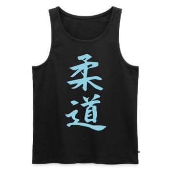 Judo Kanji Design en bleu - Débardeur bio Premium Homme - noir - Devant - AI Model Male 178 light (178cm)