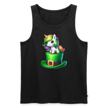 Süßes Einhorn St. Patrick's Day Kleeblatt - Männer Premium Bio Tank Top - Schwarz - Vorne - Michal (187cm)