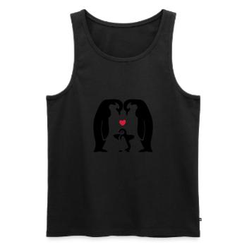 Geschenkidee Pinguinfamilie - Pinguine mit Baby - Männer Premium Bio Tank Top - Schwarz - Vorne - AI Model Male 178 light (178cm)
