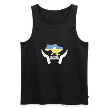 Fight Like Ukrainians - Men's Premium Organic Tank Top - black - Front - AI Model Male 178 light (178cm)
