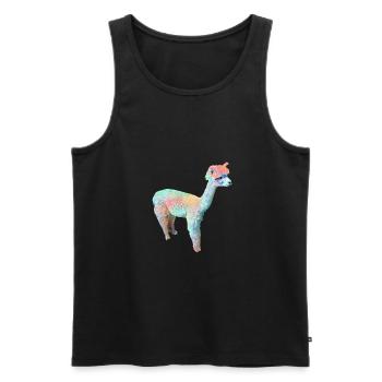Alpaka, Llama, lama, beige,graffiti,bunt,pastell - Männer Premium Bio Tank Top - Schwarz - Vorne - Michal (187cm)