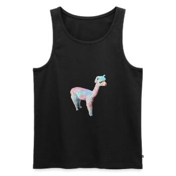 Alpaka, Llama, lama, beige,graffiti,bunt,pastell - Männer Premium Bio Tank Top - Schwarz - Vorne - Michal (187cm)