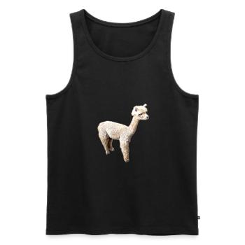Alpaka, Llama, lama, beige,graffiti,bunt - Männer Premium Bio Tank Top - Schwarz - Vorne - Michal (187cm)