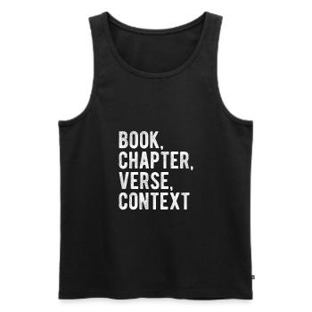 Tee-shirt contexte verset chapitre verset - Débardeur bio Premium Homme - noir - Devant - AI Model Male 178 light (178cm)
