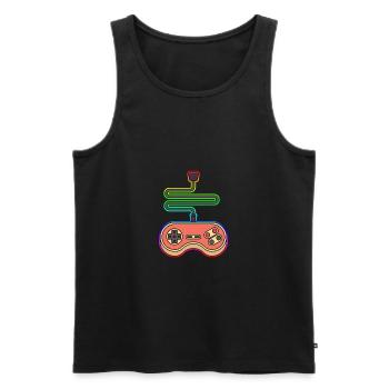 VINTAGE JOYSTICK - Men's Premium Organic Tank Top - black - Front - AI Model Male 178 light (178cm)