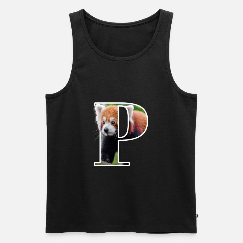 Panda Rot - Männer Premium Bio Tank Top - Schwarz