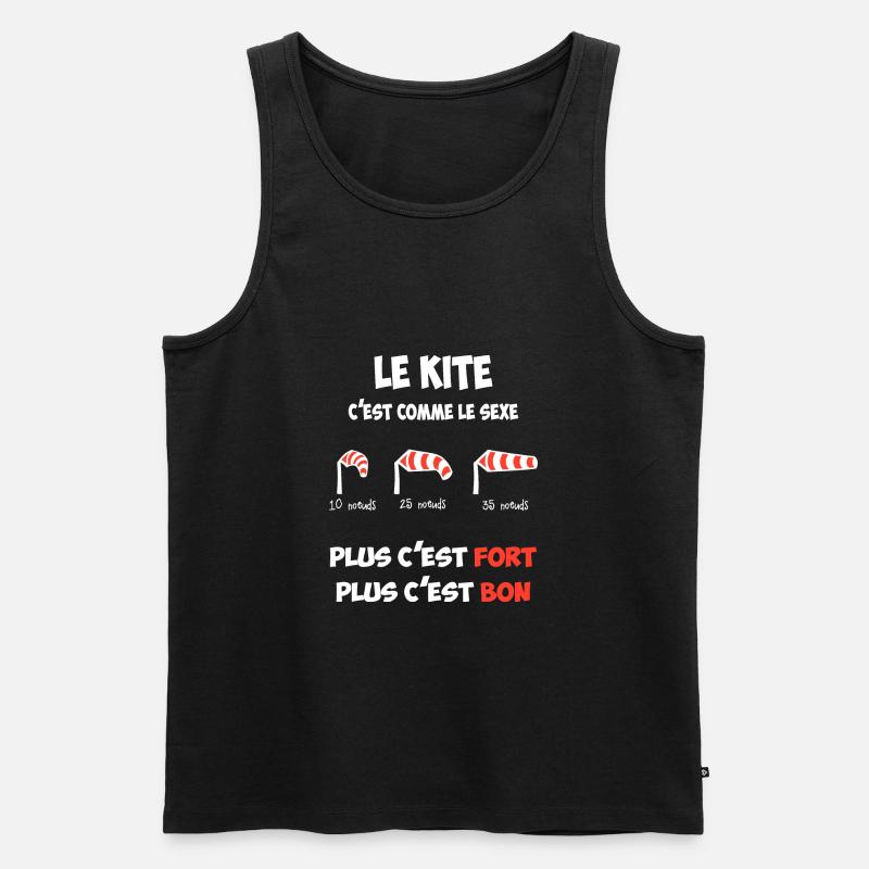 Le kite c'est comme le s***, plus c'est ... - Débardeur bio Premium Homme - noir