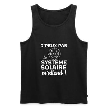 J'peux pas le système solaire m'attend astronomie - Débardeur bio Premium Homme - noir - Devant - Michal (187cm)