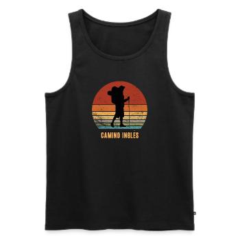 Camino Inglés Pilgern Reise Jakobsweg Pilger - Männer Premium Bio Tank Top - Schwarz - Vorne - AI Model Male 178 light (178cm)