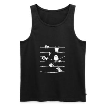 Vögel gestreift auf einem Wäscheleine Vogelliebhaber Geschenk - Männer Premium Bio Tank Top - Schwarz - Vorne - AI Model Male 178 light (178cm)