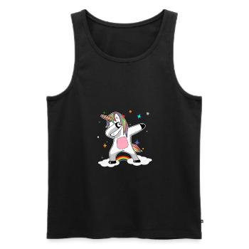 Rainbow Dabbing Unicorn - Männer Premium Bio Tank Top - Schwarz - Vorne - AI Model Male 178 light (178cm)