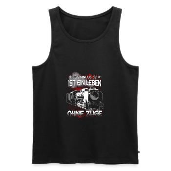 Eisenbahn - Sinnlos ist ein Leben ohne Züge - Männer Premium Bio Tank Top - Schwarz - Vorne - AI Model Male 178 light (178cm)