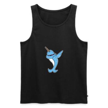 Funny Narwhal Dab - Männer Premium Bio Tank Top - Schwarz - Vorne - Michal (187cm)