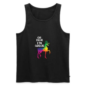 Oh Deer, je suis Queer Gay Lesbienne LGBT arc-en-Fierté - Débardeur bio Premium Homme - noir - Devant - AI Model Male 178 light (178cm)
