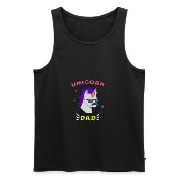 Unicorn dad gift - Men's Premium Organic Tank Top - black - Front - Michal (187cm)