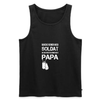 Manche nennen mich SOLDAT - Die Wichtigsten PAPA - Männer Premium Bio Tank Top - Schwarz - Vorne - Michal (187cm)