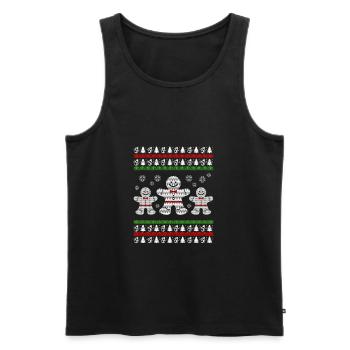 Gingerbread Cookies Ugly Christmas Sweater Gift - Men's Premium Organic Tank Top - black - Front - AI Model Male 178 light (178cm)
