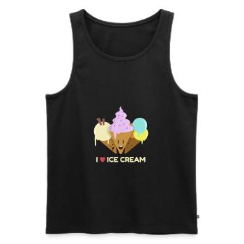 J'aime le T-shirt de crème glacée - Débardeur bio Premium Homme - noir - Devant - AI Model Male 178 light (178cm)