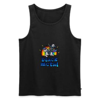 Black Metal Musik Einhorn Pony Regenbogen Pink Fan - Männer Premium Bio Tank Top - Schwarz - Vorne - Michal (187cm)