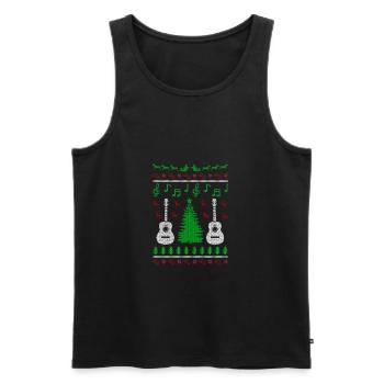 Musical instrument Guitar Ugly Christmas - Men's Premium Organic Tank Top - black - Front - Michal (187cm)