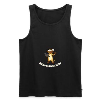 Nerd Erdmännchen mit Brille und Notebook Geschenk - Männer Premium Bio Tank Top - Schwarz - Vorne - AI Model Male 178 light (178cm)