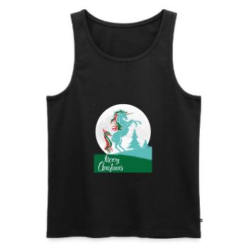 cadeau shirt licorne Joyeux Noël - Débardeur bio Premium Homme - noir - Devant - Michal (187cm)