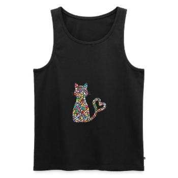 Kreis Muster Katze mit Herz Schwanz Schweif - Männer Premium Bio Tank Top - Schwarz - Vorne - AI Model Male 178 light (178cm)