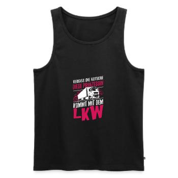 LKW-Fahrerin Shirt · Lastwagen · Truck Prinzessin - Männer Premium Bio Tank Top - Schwarz - Vorne - Michal (187cm)
