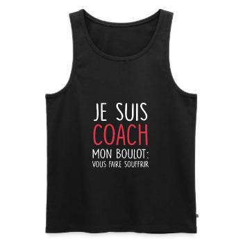 je suis coach mon boulot vous faire souffrir - Débardeur bio Premium Homme - noir - Devant - AI Model Male 178 light (178cm)
