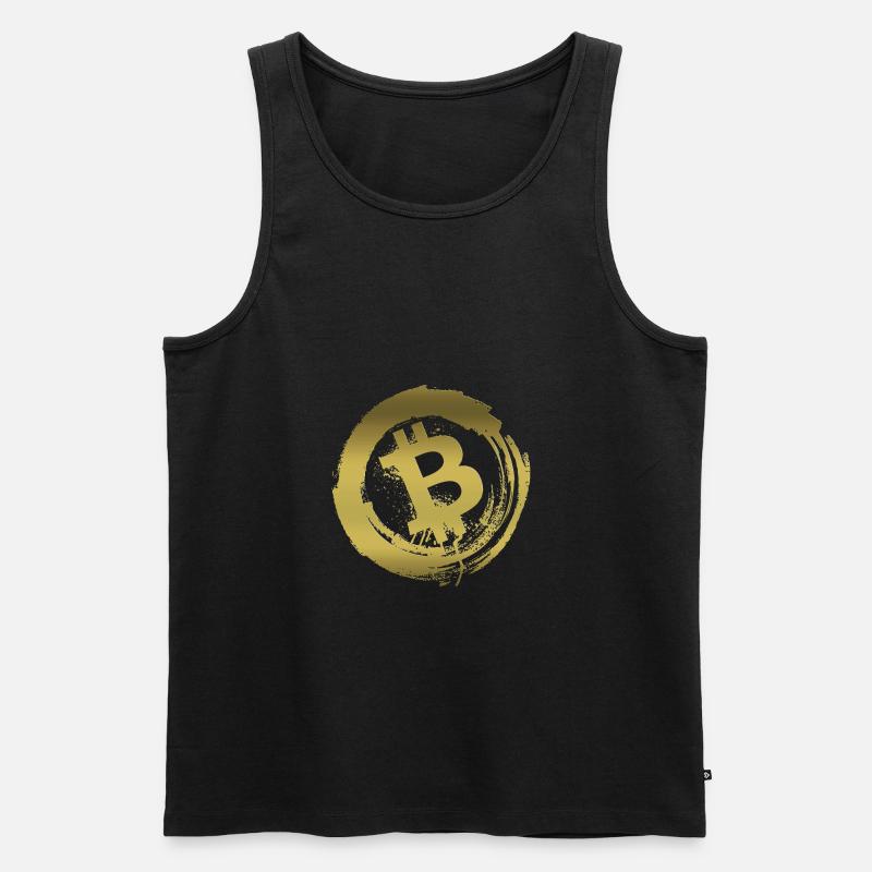 Bitcoin in Gold - Männer Premium Bio Tank Top - Schwarz
