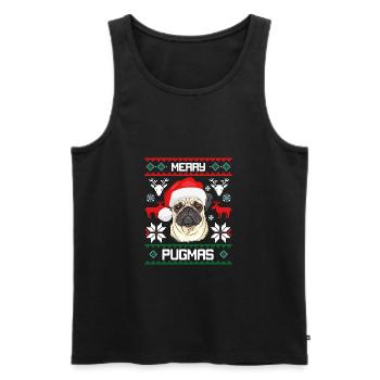 Merry Pugmas Funny Pug Christmas Ugly Sweater - Männer Premium Bio Tank Top - Schwarz - Vorne - Michal (187cm)