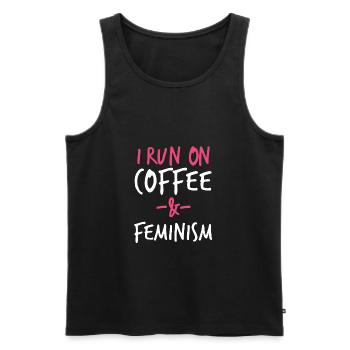 I Run On Coffee And Feminism - Men's Premium Organic Tank Top - black - Front - AI Model Male 178 light (178cm)