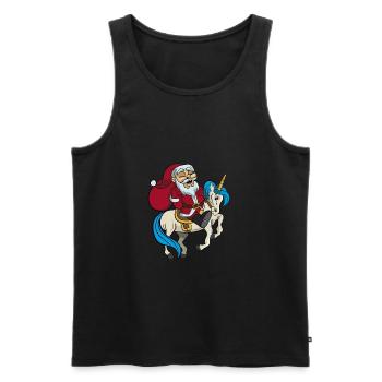 Santa monte sur Unicorn cadeau de Noël - Débardeur bio Premium Homme - noir - Devant - Michal (187cm)