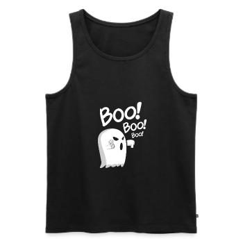 Haunted Spooky Ghost, Boo Apparel and Gifts - Men's Premium Organic Tank Top - black - Front - AI Model Male 178 light (178cm)