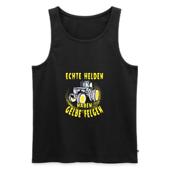 echte helden haben gelbe felgen 01 - Männer Premium Bio Tank Top - Schwarz - Vorne - AI Model Male 178 light (178cm)