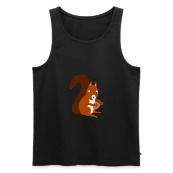 Cute funny cute squirrel cartoon drawing - Men's Premium Organic Tank Top - black - Front - AI Model Male 178 light (178cm)