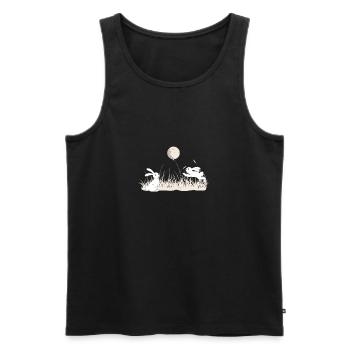 Lune asiatique et lapins gothique japonais cadeau - Débardeur bio Premium Homme - noir - Devant - AI Model Male 178 light (178cm)