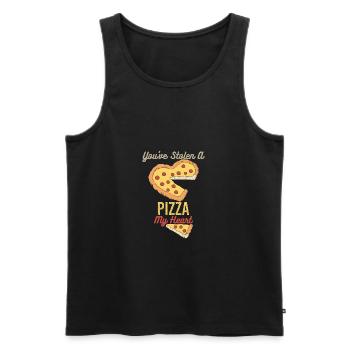 Pizza Herz Valentinstag Geschenk Liebe Paare - Männer Premium Bio Tank Top - Schwarz - Vorne - AI Model Male 178 light (178cm)