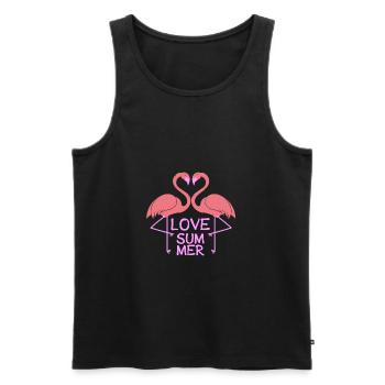 Flamingo Love Summer - Männer Premium Bio Tank Top - Schwarz - Vorne - Michal (187cm)