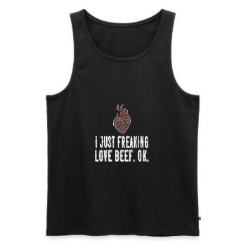 BBQ amant de boeuf grillé T-shirt - Débardeur bio Premium Homme - noir - Devant - AI Model Male 178 light (178cm)