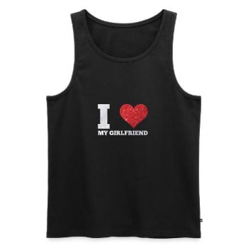 J'aime ma copine scintillante Valentines Février - Débardeur bio Premium Homme - noir - Devant - AI Model Male 178 light (178cm)