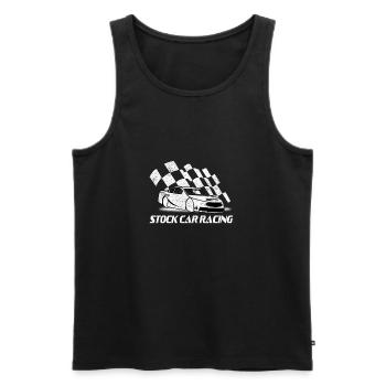 Stock Car Racing car and flag - Men's Premium Organic Tank Top - black - Front - AI Model Male 178 light (178cm)
