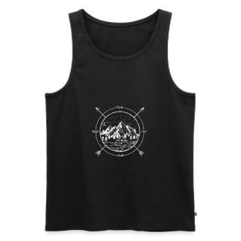 Kompass Geschenk Himmelsrichtungen Berge Wandern - Männer Premium Bio Tank Top - Schwarz - Vorne - Michal (187cm)