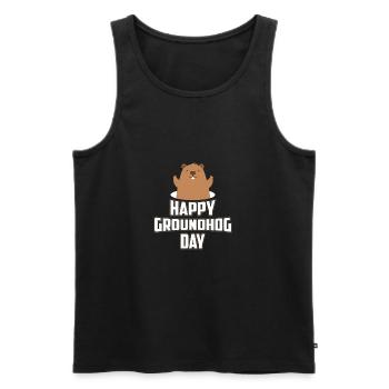Happy Groundhog Day T-Shirt - Woodchuck 1886 - Men's Premium Organic Tank Top - black - Front - Michal (187cm)