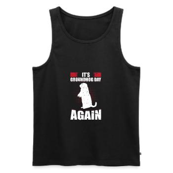 It's Groundhog Day Again Forecasting Animal Humor - Men's Premium Organic Tank Top - black - Front - AI Model Male 178 light (178cm)