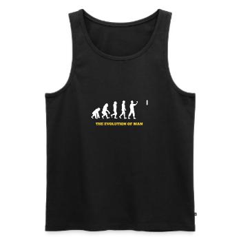 Dart - Evolution - Lustig - Geschenk - Männer Premium Bio Tank Top - Schwarz - Vorne - AI Model Male 178 light (178cm)