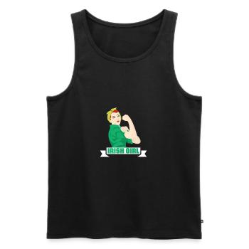 Funny Irish Girl St. Patricks Holiday Green - Men's Premium Organic Tank Top - black - Front - AI Model Male 178 light (178cm)